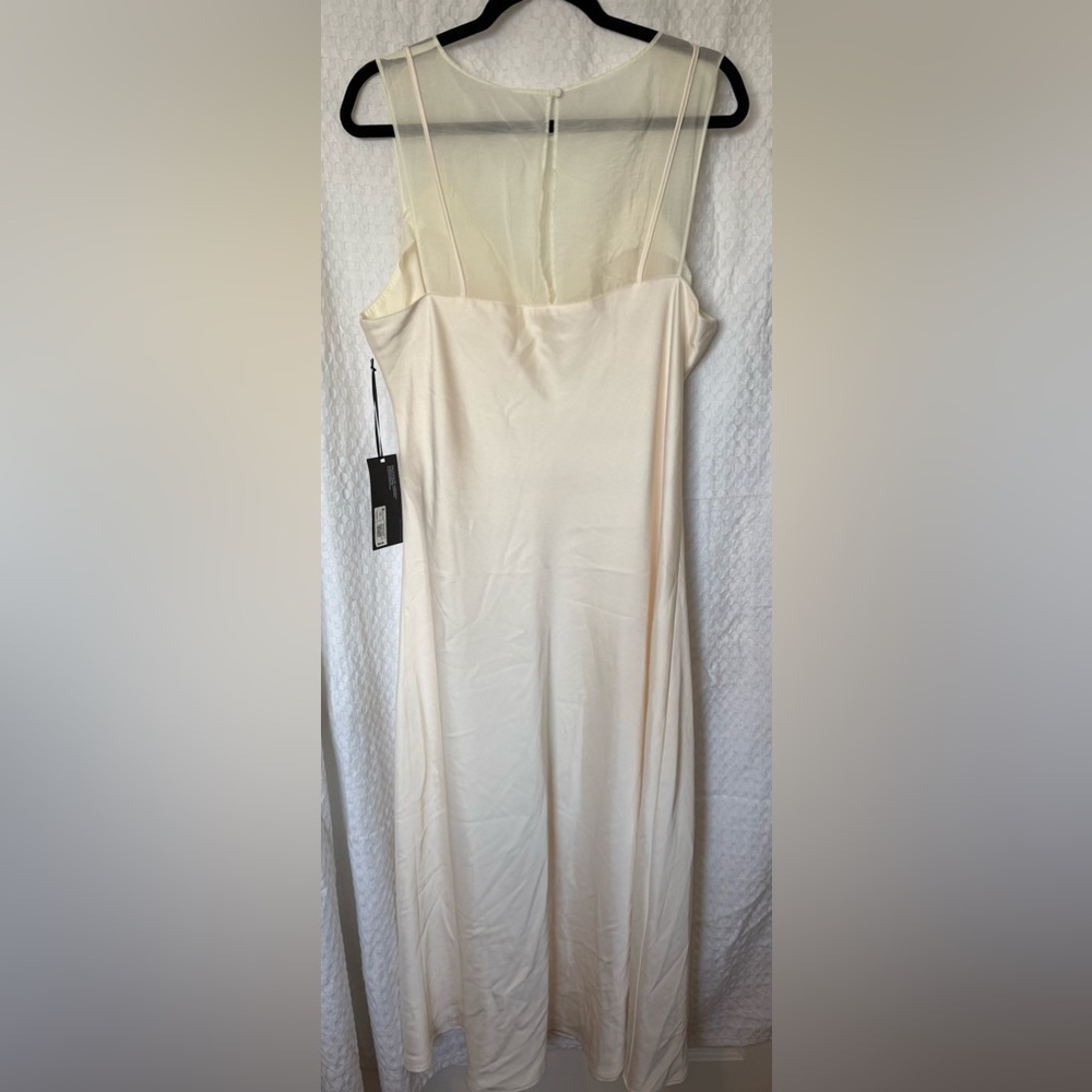 Future Collective Ivory Slip Dress Mesh Overlay Midi Dress Size XXL NWT - Picture 3 of 6